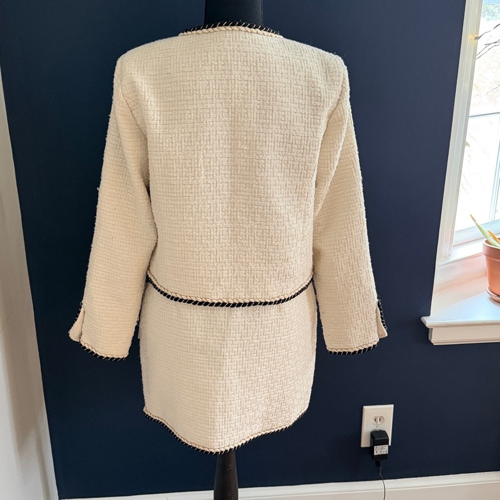 Aqua Tweed Set Cream size S skirt is NWT Black Trim - Picture 5 of 9
